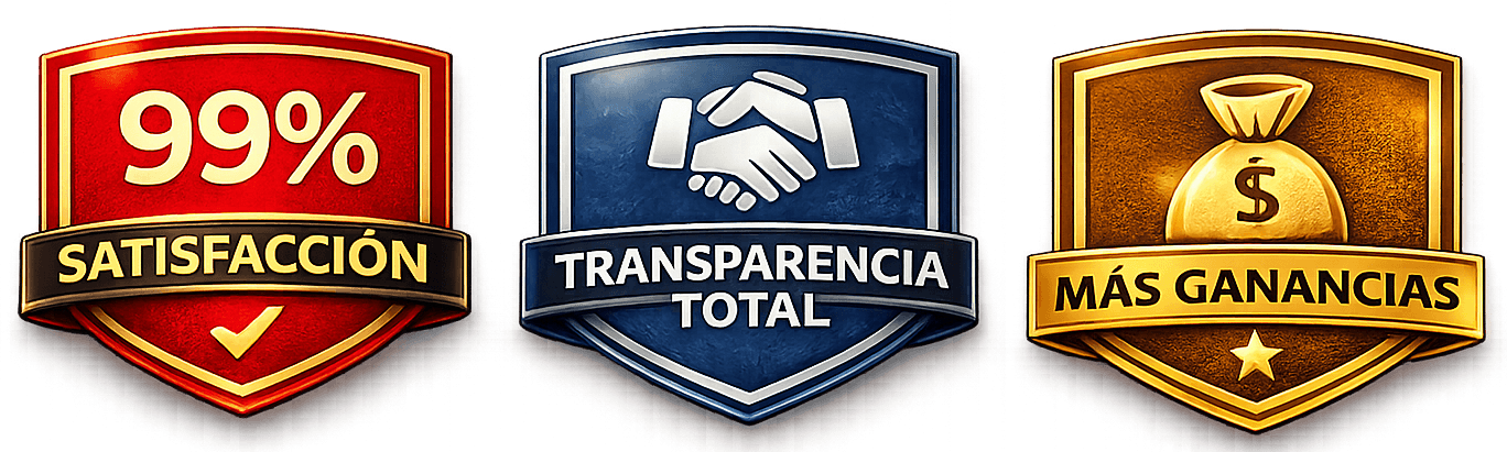 99% Satisfacción · Transparencia Total · Más Ganancias